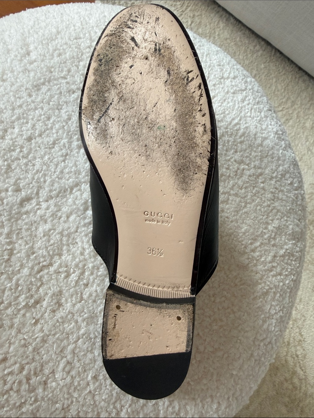 Gucci Black Leather Mules with Green and Red Web and Gold Hardware Authentic - Picture 4 of 5
